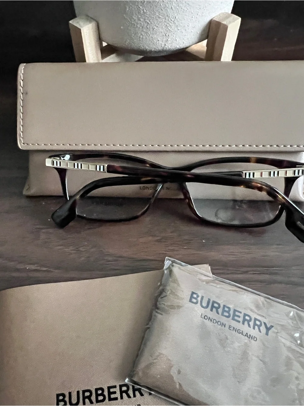 Burberry Brown Rectangular Eyeglasses with Beige Case